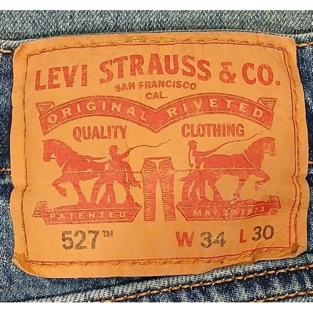 Levi's Mens 527 Slim Boot Cut Jeans Medium Wash 34Wx30L Gorpcore Work Streetwear